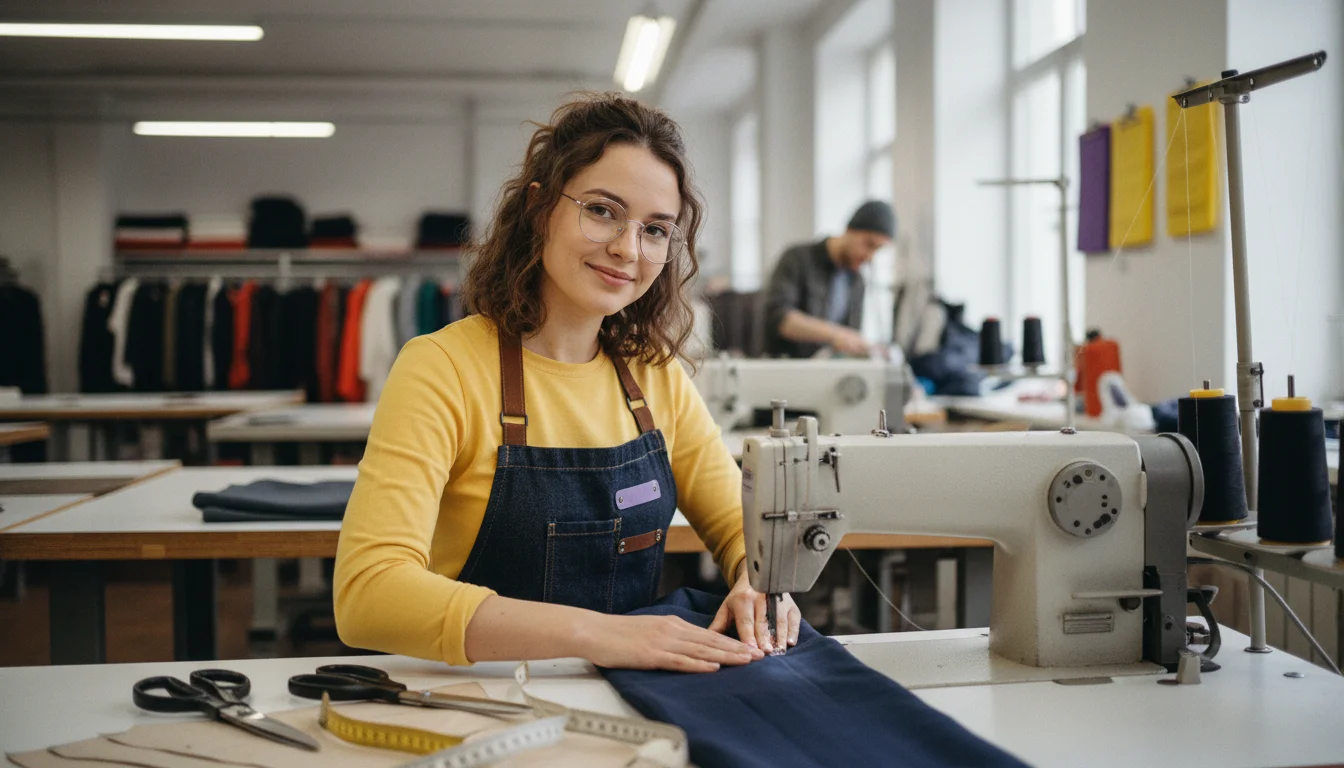 Änderungsschneiderin beim Abstecken und Anpassen eines Kleidungsstücks