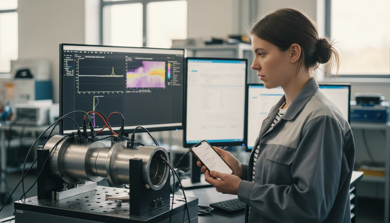 Werkstoffprüferin in der Fachrichtung Systemtechnik bei einer Werkstoffprüfung