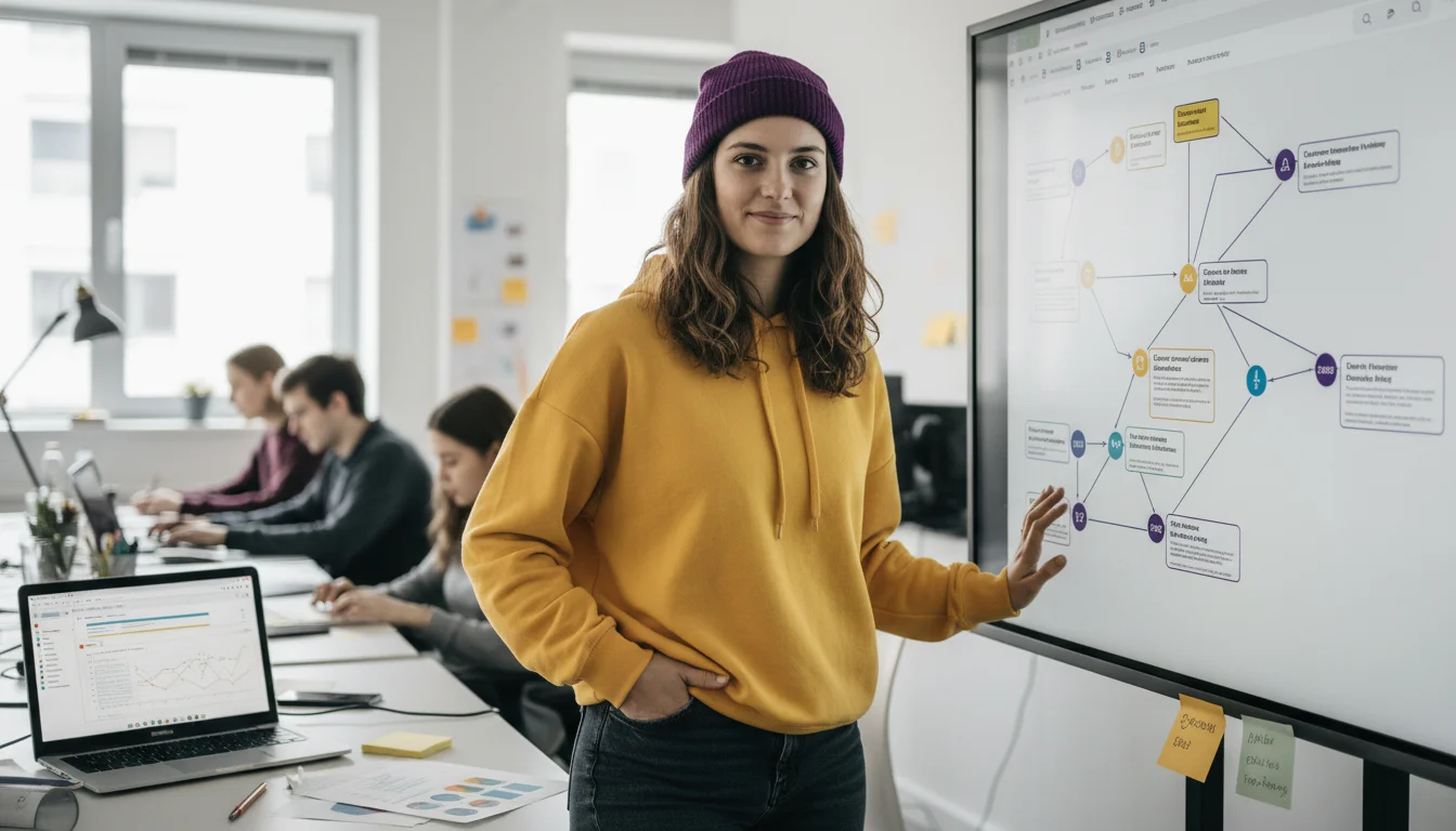 Kauffrau für Digitalisierungsmanagement bei der Analyse eines digitalen Geschäftsprozesses