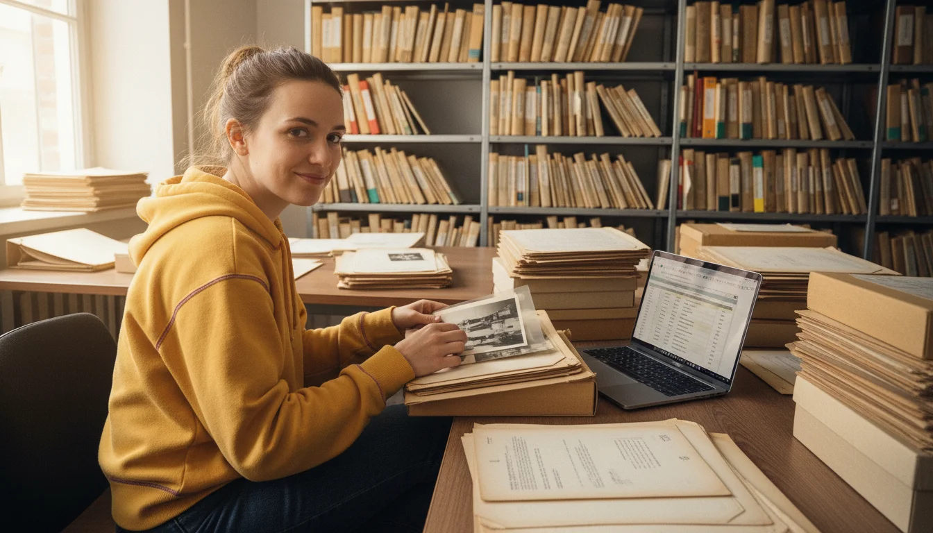 Fachangestellte für Medien- und Informationsdienste in der Fachrichtung Archiv beim Erschließen historischer Unterlagen