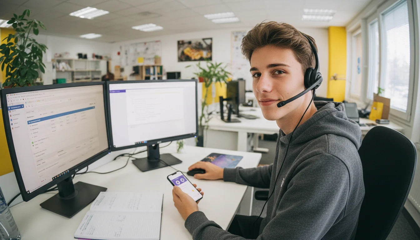 Servicefachkraft für Dialogmarketing bei einem professionellen digitalen Kundengespräch