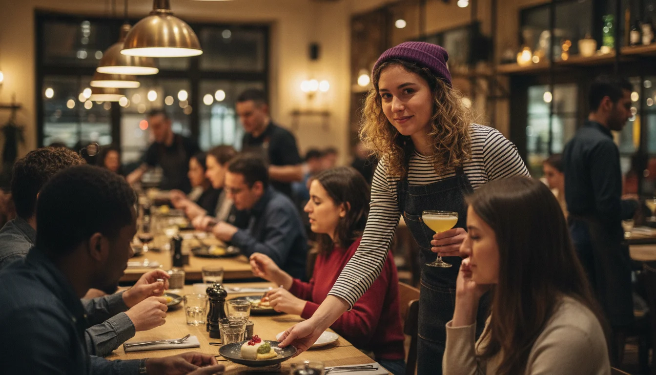 Fachkraft für Gastronomie im Schwerpunkt Restaurantservice beim professionellen Servieren im Restaurant