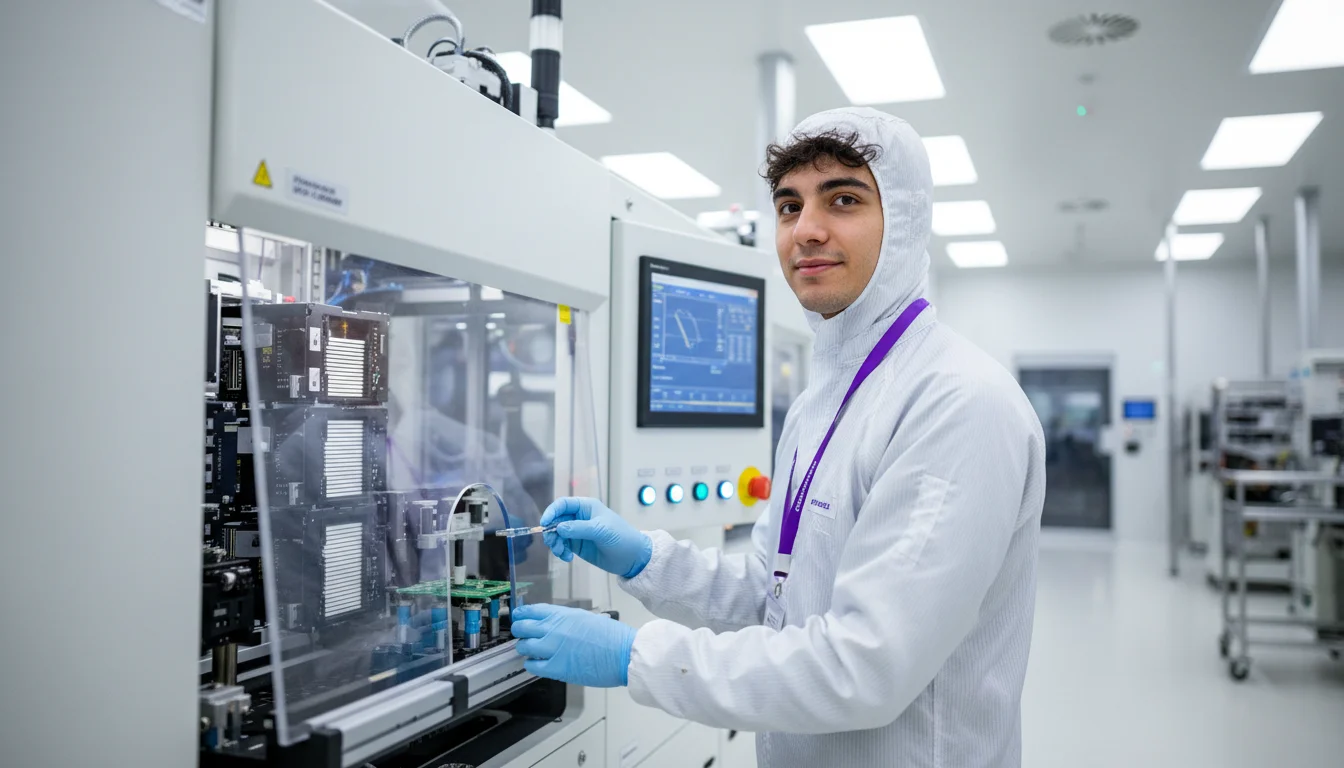 Mikrotechnologe im Schwerpunkt Mikrosystemtechnik bei der Montage und Prüfung eines Mikrosystems