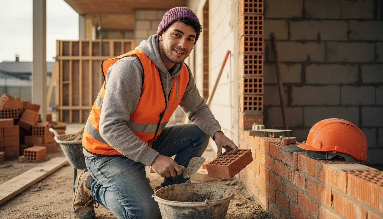 Hochbaufacharbeiter/innen errichten Rohbauten für Wohn-, Geschäfts- und Industriegebäude, indem sie Wände, Decken und Fundamente aus verschiedenen Baustoffen herstellen.