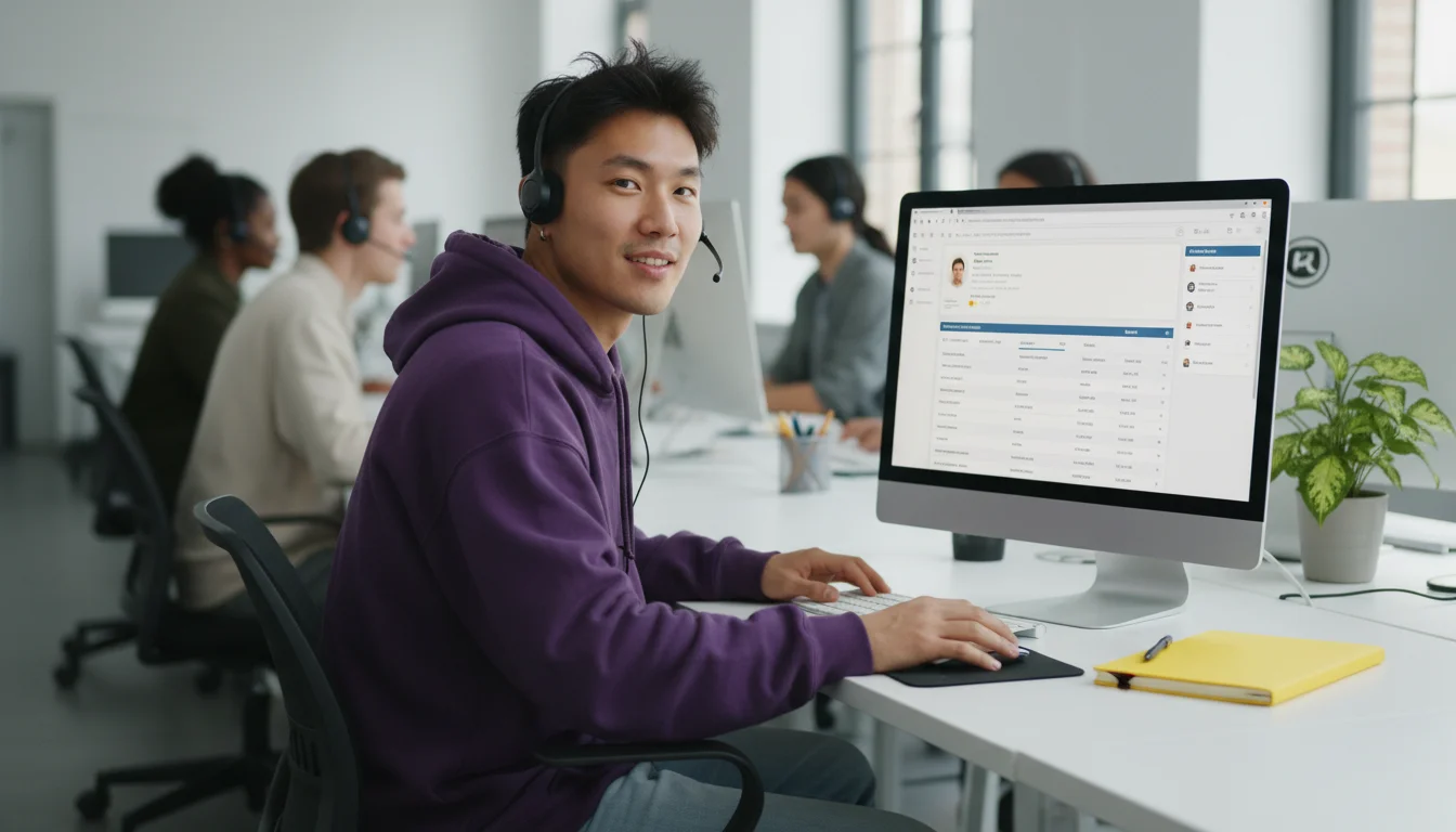Kaufmann für Dialogmarketing bei der Auswertung eines Kundenservice-Projekts