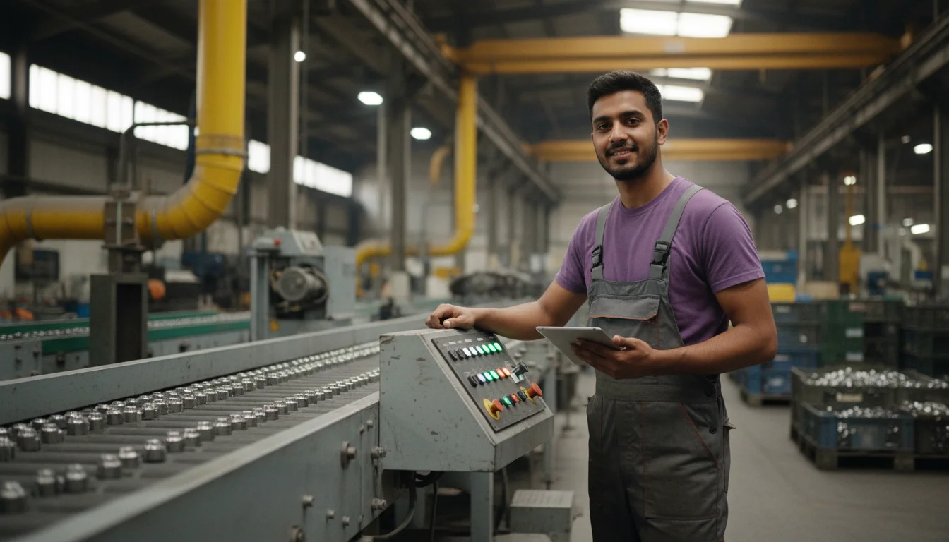 Maschinen- und Anlagenführer beim Überwachen einer Lebensmittelproduktionsanlage im Schwerpunkt Lebensmitteltechnik