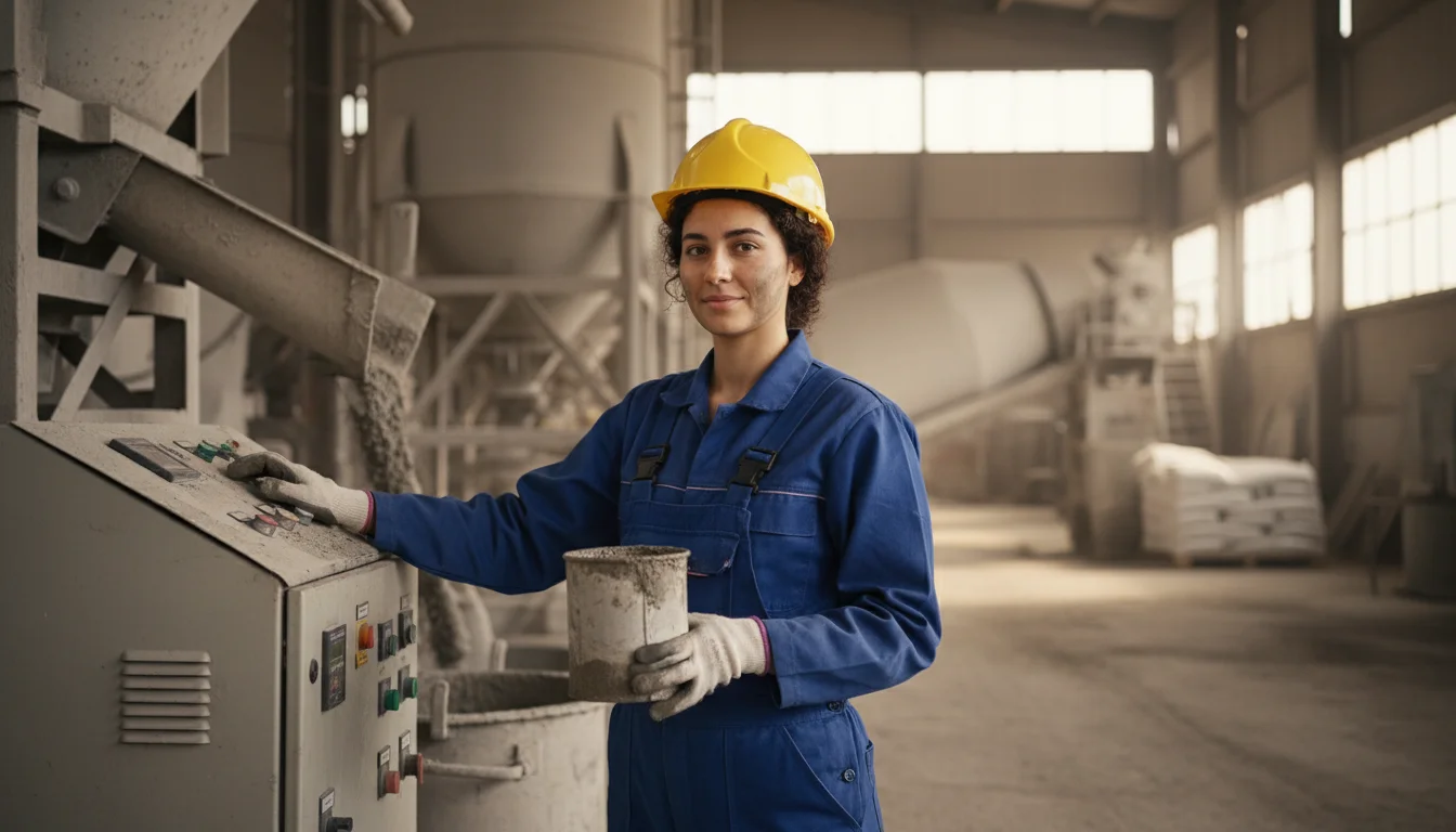 Verfahrensmechanikerin in der Steine- und Erdenindustrie in der Fachrichtung Transportbeton bei der Herstellung von Transportbeton und Werkfrischmörtel