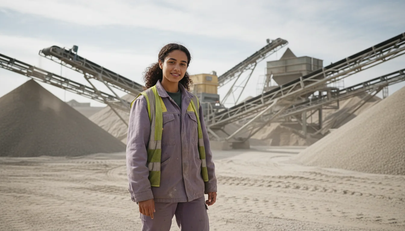Aufbereitungsmechaniker in der Fachrichtung Sand und Kies bei der Überwachung einer Aufbereitungsanlage