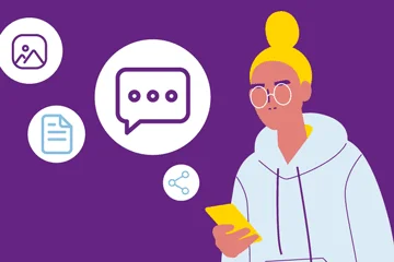 Azubi nutzt die Zubido-App mit Funktionen für Fotos, Dokumente, Teilen und Chat