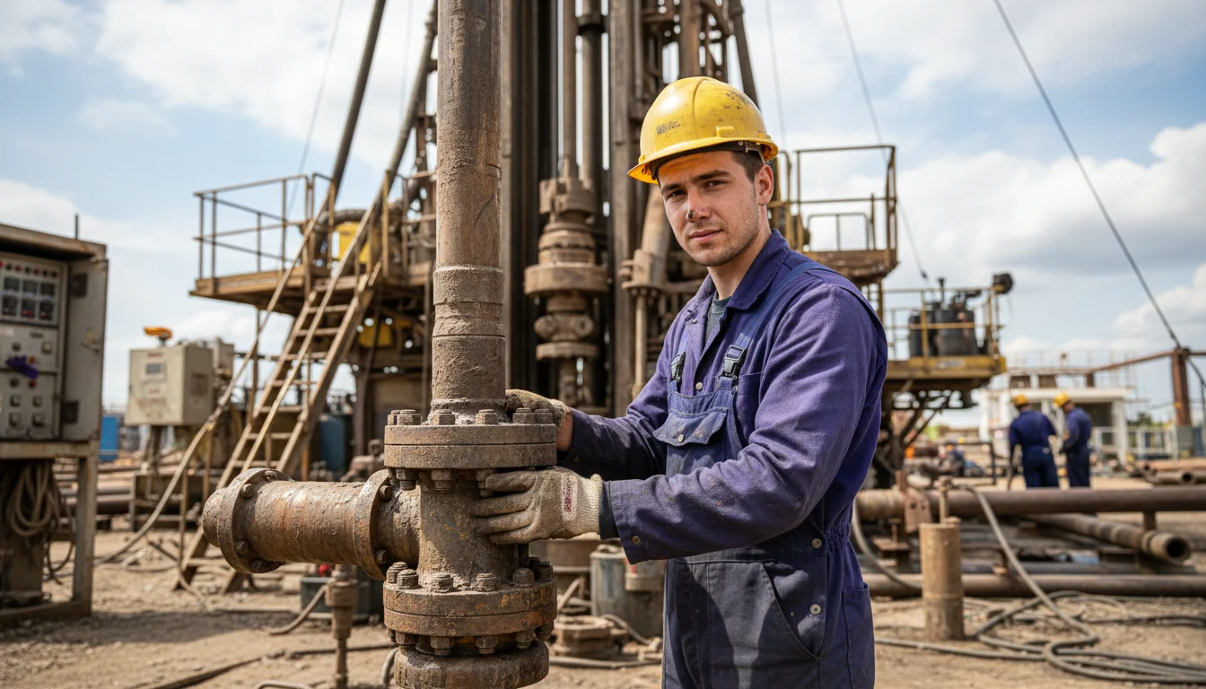 Bergbautechnologe in der Fachrichtung Tiefbohrtechnik an einer Bohranlage