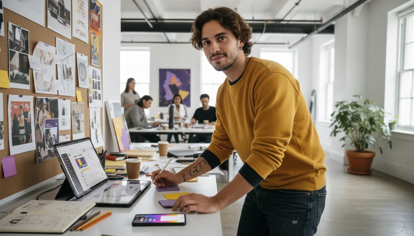Mediengestalterin Digital und Print in der Fachrichtung Designkonzeption bei der Präsentation eines Gestaltungskonzepts