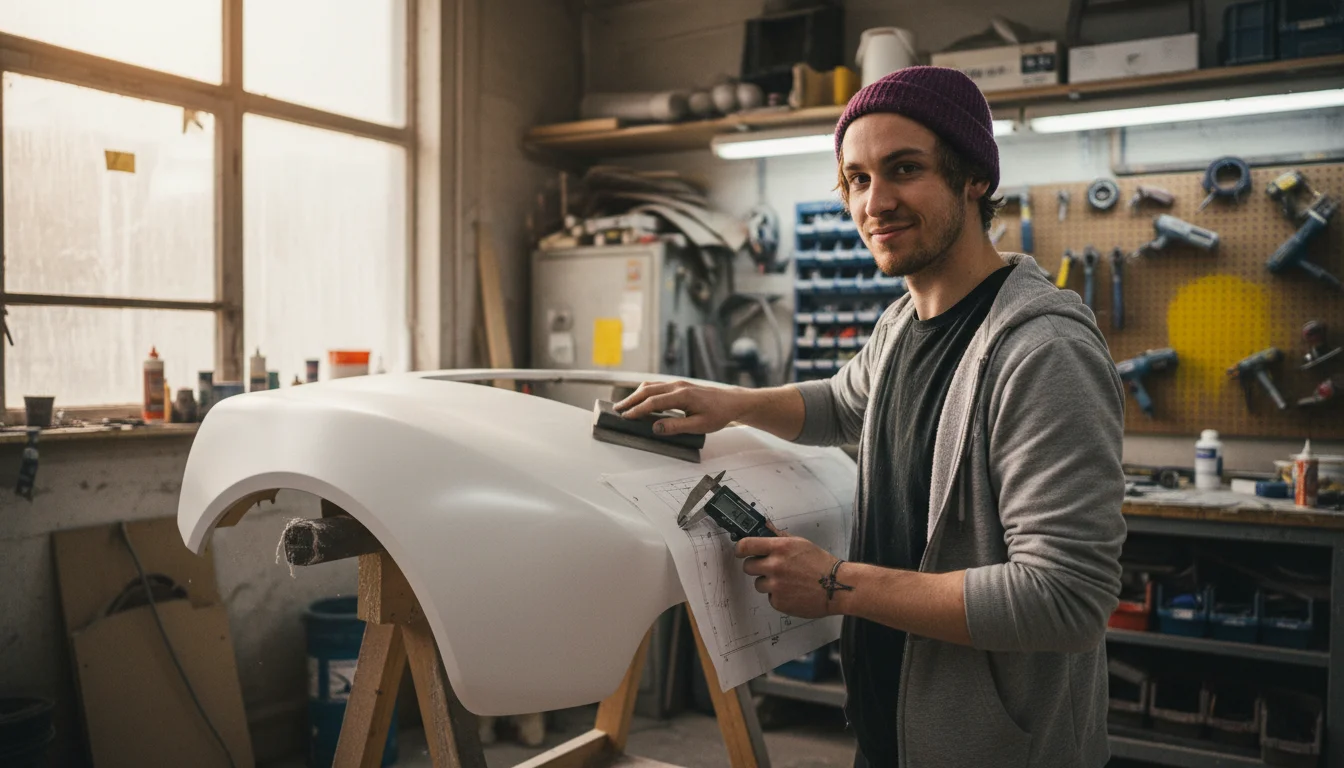 Technische Modellbauerin in der Fachrichtung Karosserie und Produktion bei der präzisen Modellfertigung