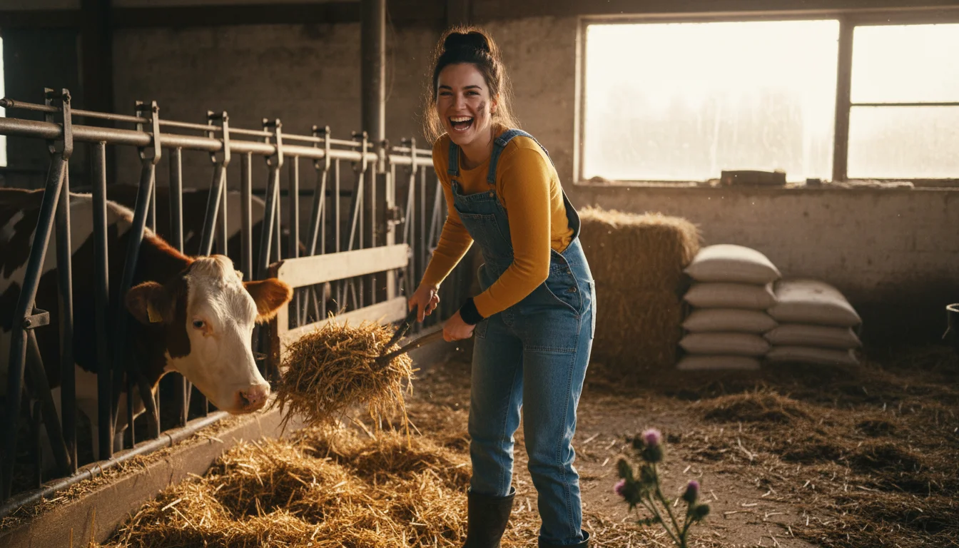 Landwirtin bei der Kontrolle eines Pflanzenbestands auf dem Feld