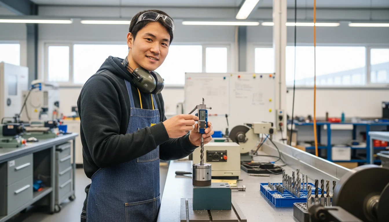 Präzisionswerkzeugmechanikerin in der Fachrichtung Zerspanwerkzeuge beim CNC-Schleifen