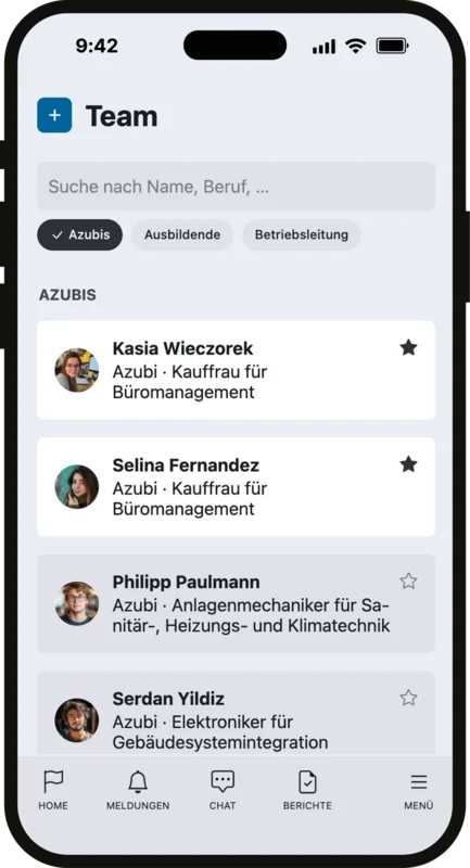 Die Startseite der Berichtsheft-App für Ausbilder zeigt offene Aufgaben und passt sich der Situation automatisch an.